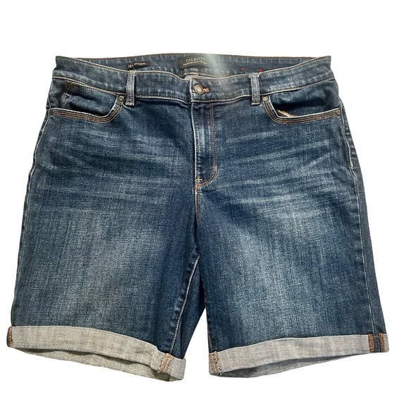 Talbots Pants - Talbots Dark Blue Cuffed Jean Shorts size 14